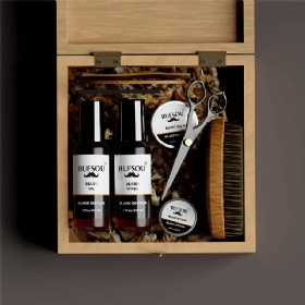 Custom Logo Private Label Beard Care Kit for Men Gift Set Grooming Care Organic Beard Oil Shaver Balm Beard Growth Kit