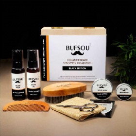 New 8 Pack Wash Comb Brush Natural Ingredients Cedarwood Balm Beard Butter Shaver Care Oil Beard Grooming Kit Gifts for Men