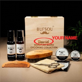 Custom Logo Wholesale Organic Shaver Comb Shampoo Beard Oil Balm Butter Beard Care Product Men Grooming Set Beard Growth Kit
